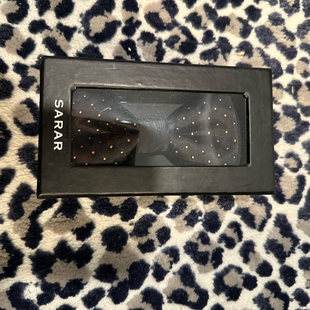 Sarar Black Bow Tie with Gold Dots